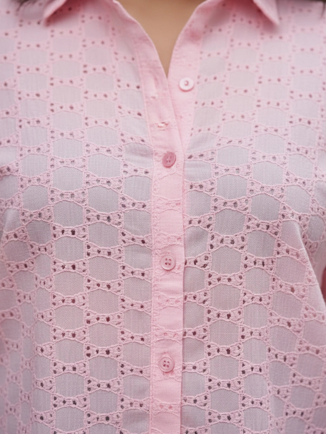 pink 3 cotton shirt — side view