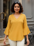 yellow 3 moss crepe top for women in sizes XXS to 5XL