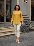 yellow 3 moss crepe top — styled look