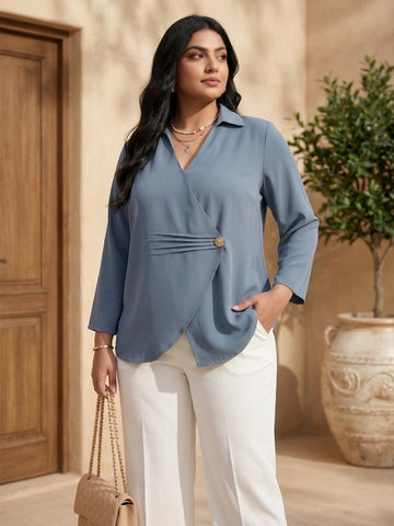 Gray Twist Detail Wrap Top