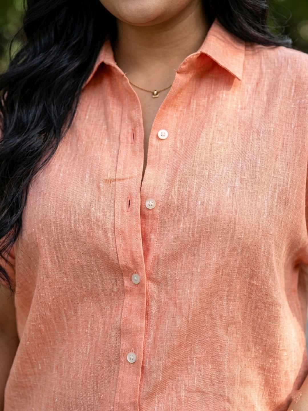 Orange linen drop shoulder shirt