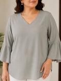 grey 3 moss crepe top — side view
