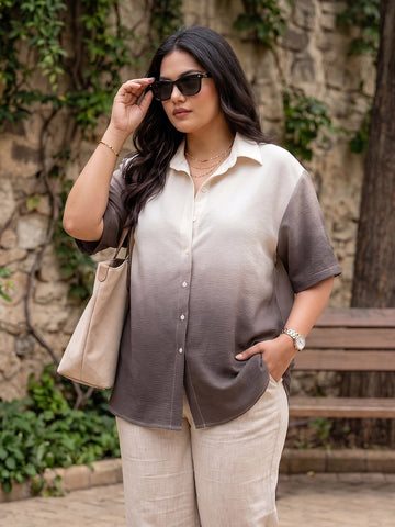 Brown ombre drop shoulder shirt