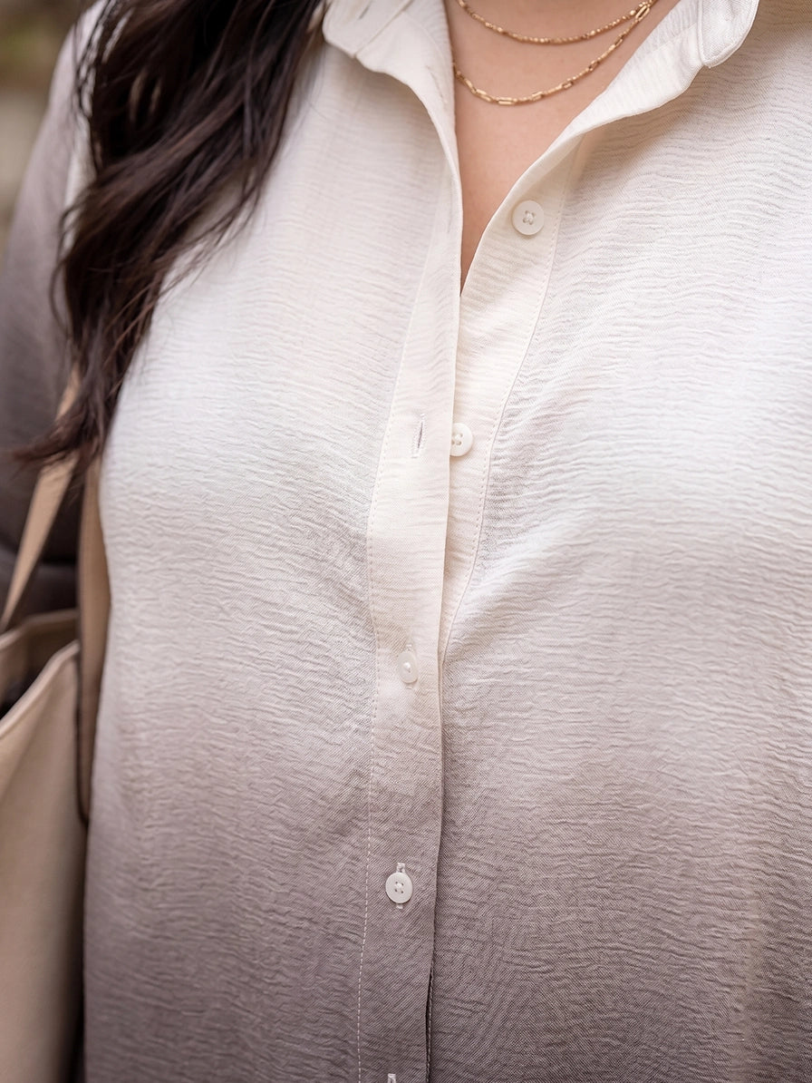 Brown ombre drop shoulder shirt