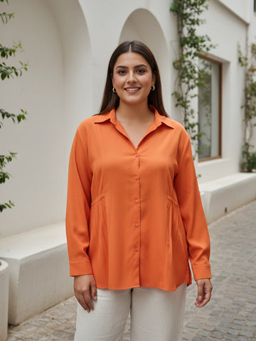 orange 3 crepe shirt for women in sizes XXS to 5XL