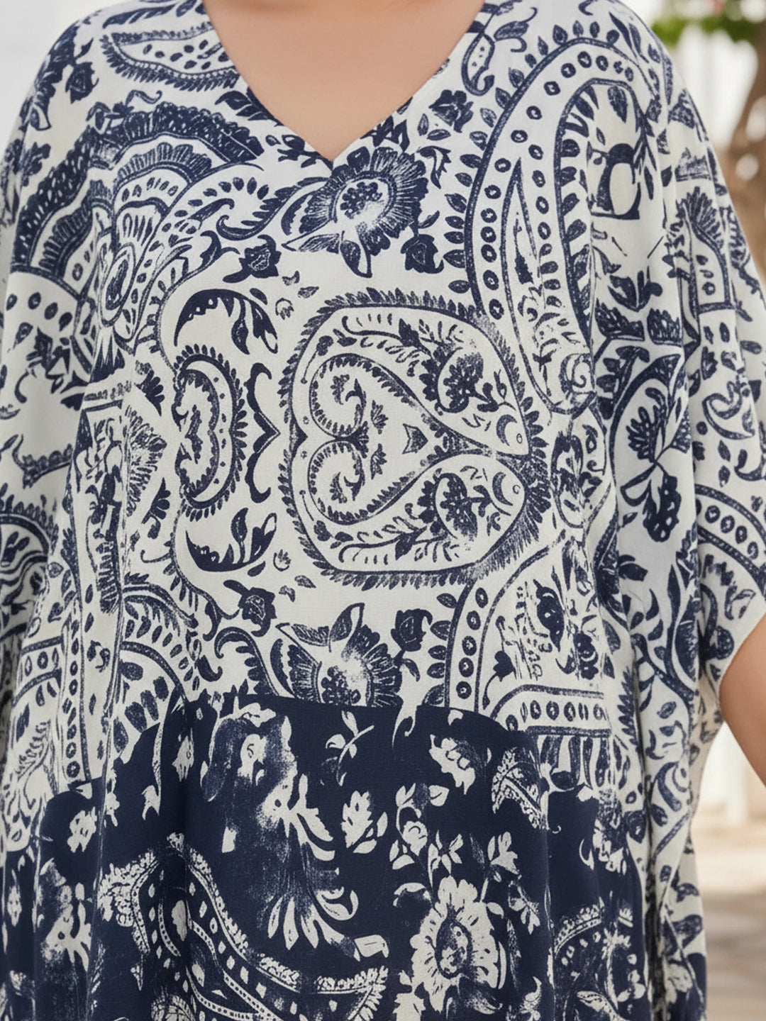 Navy paisley printed short kaftan