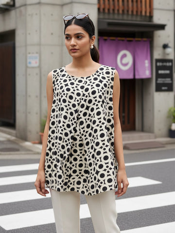 black; white 3 crepe top for women in sizes XXS to 5XL