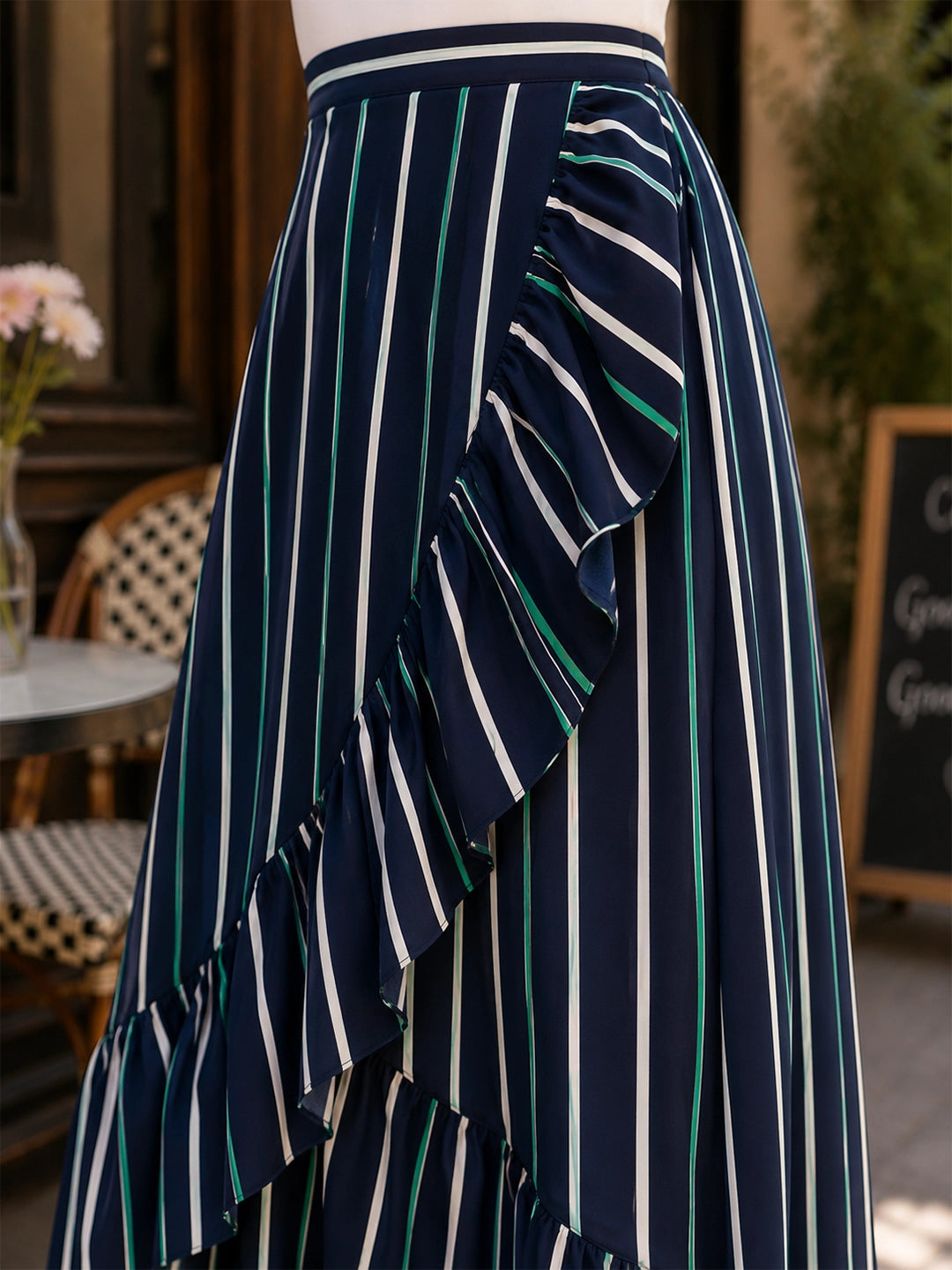 Multi stripe frill skirt