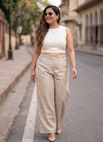 Beige linen pant