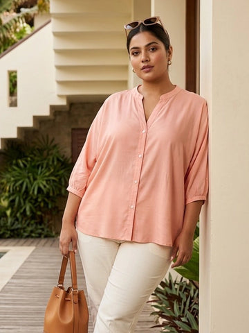 Peach Batwing sleeves shirt