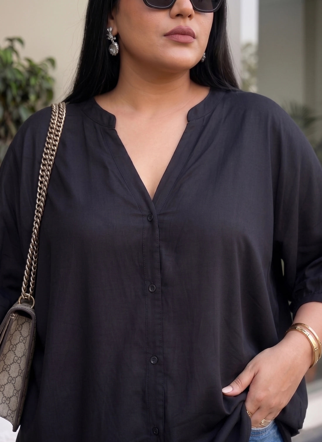 Black Batwing sleeves shirt
