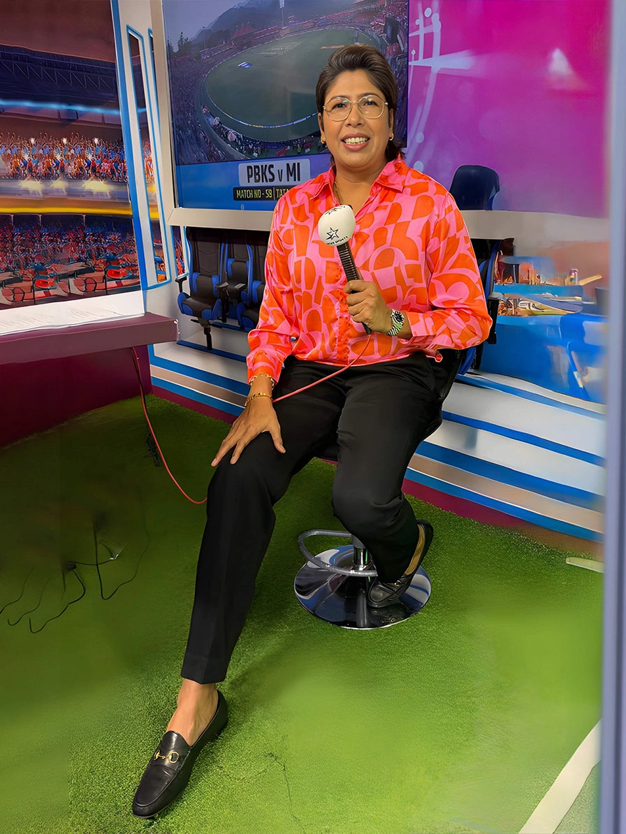 Pink & orange abstract print satin shirt