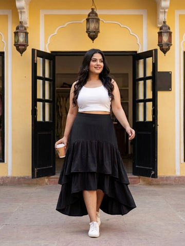 Black layered ruffle skirt
