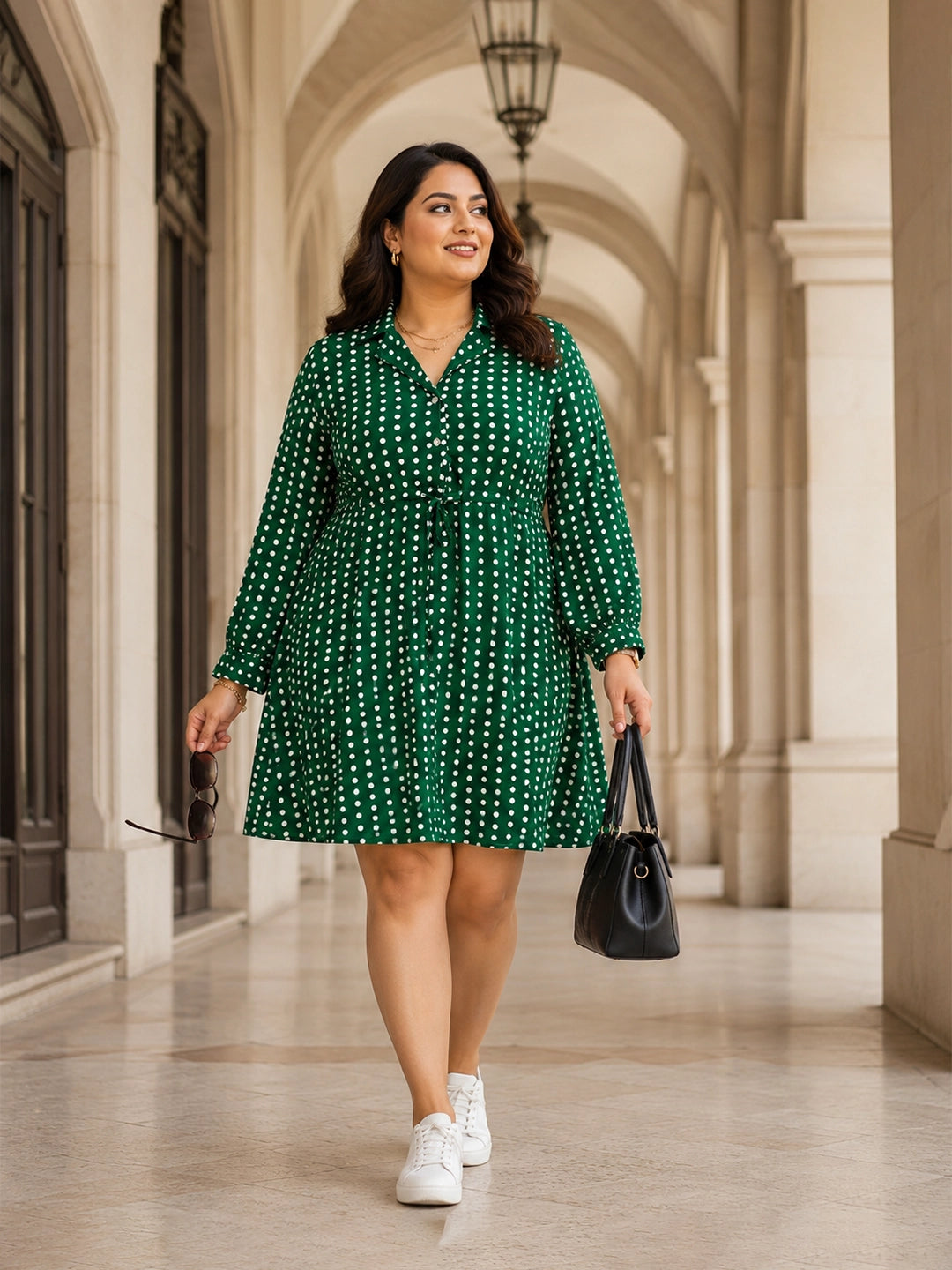 collared fit and flare dress Green polka & it delivers graceful style Size:0 Spring Wedding Dresses & Silver Bridesmaid Dress