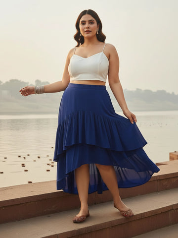 Royal blue layered ruffle skirt