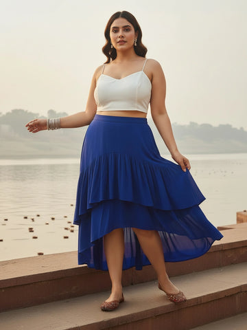 Royal blue layered ruffle skirt