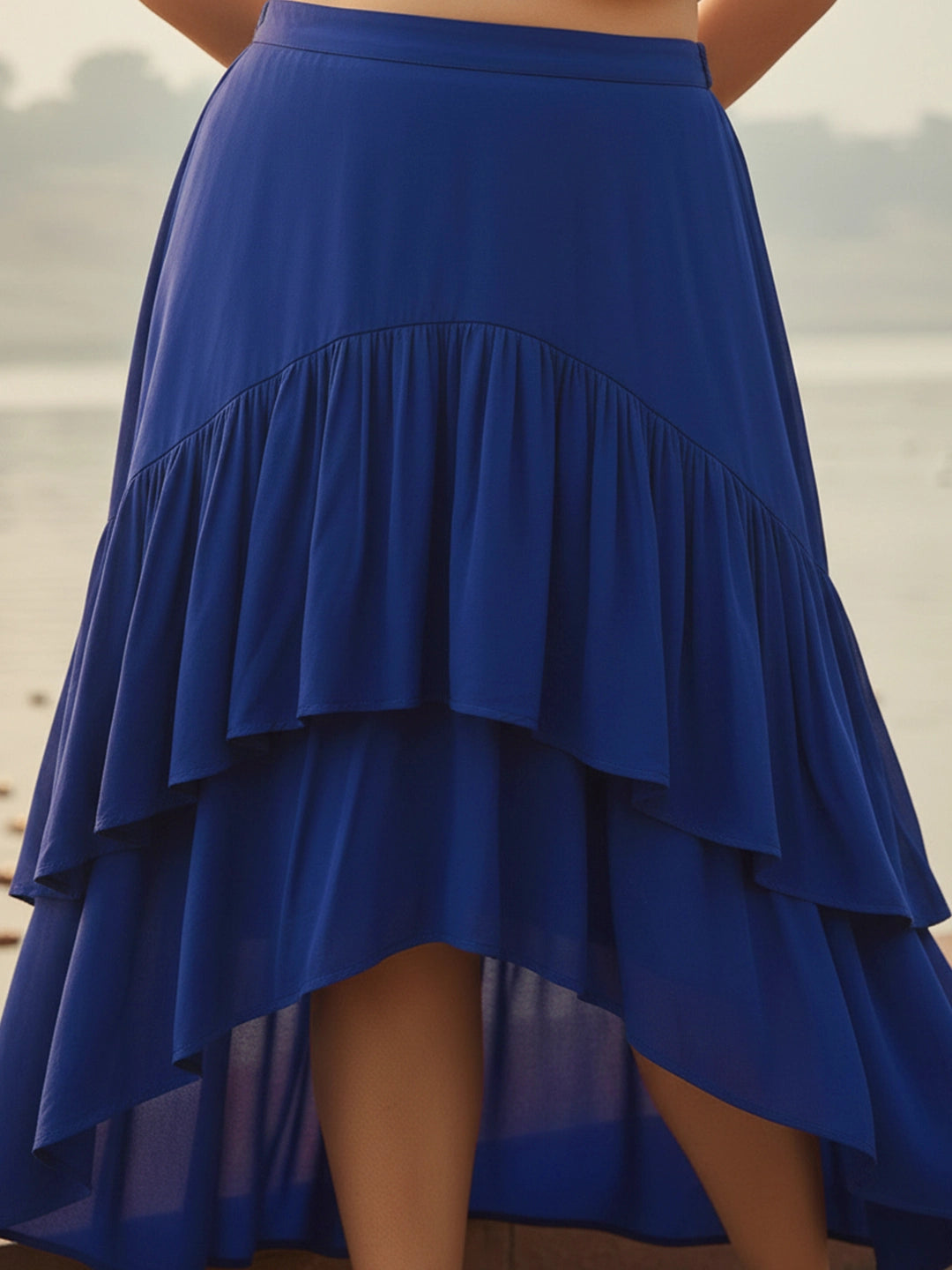 Royal blue layered ruffle skirt