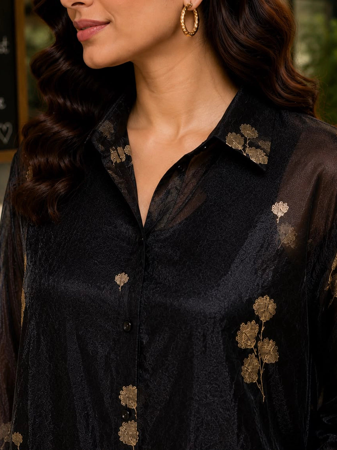 Black lurex organza shirt
