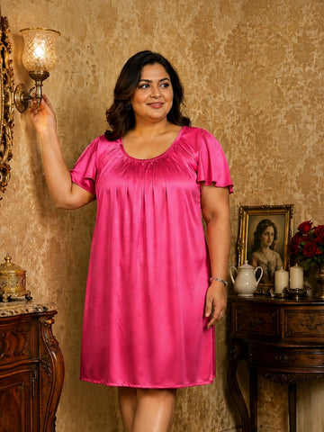 satin hot pink night dress