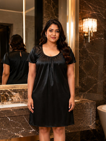 Satin black night dress