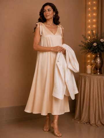 Beige A-Line Dress