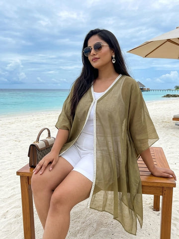 beige mul cotton kaftan