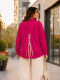 magenta rayon shirt — close-up detail