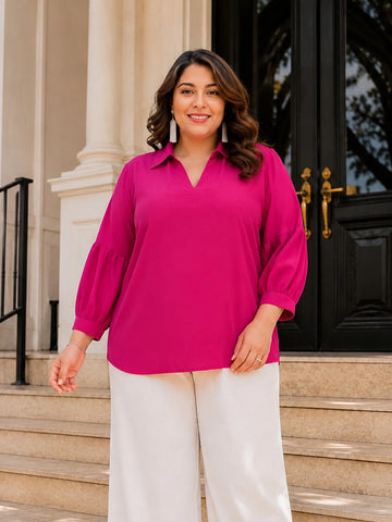 Magenta back collar top