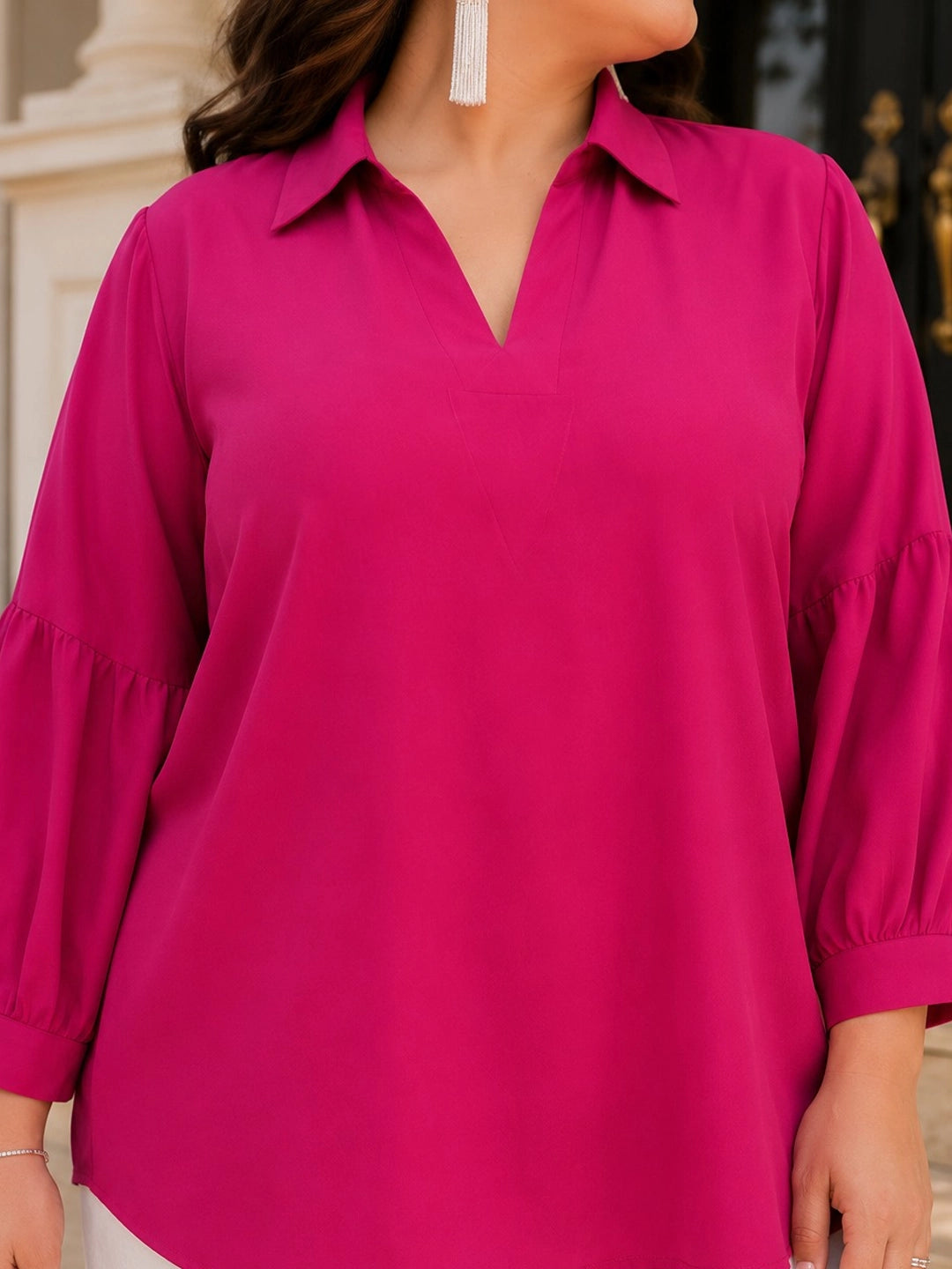 Magenta back collar top