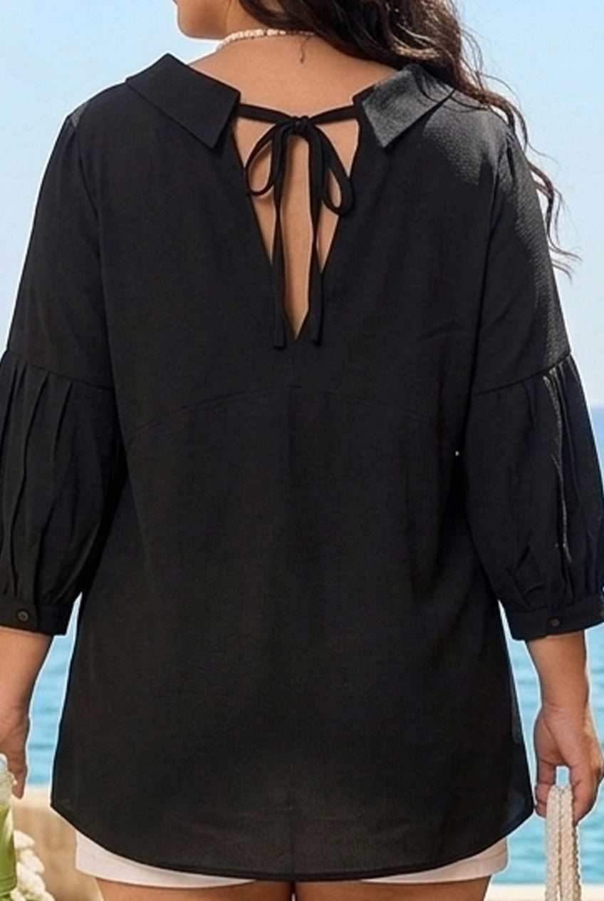 Black back collar top