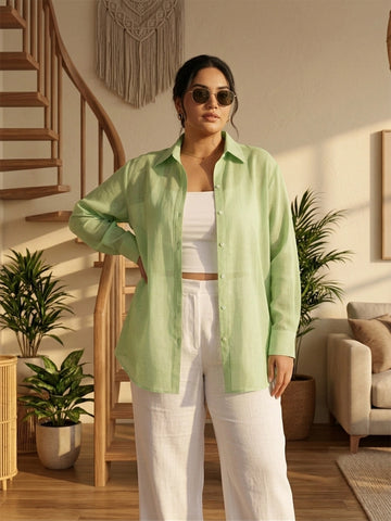 Pista Green cotton oversize shirt