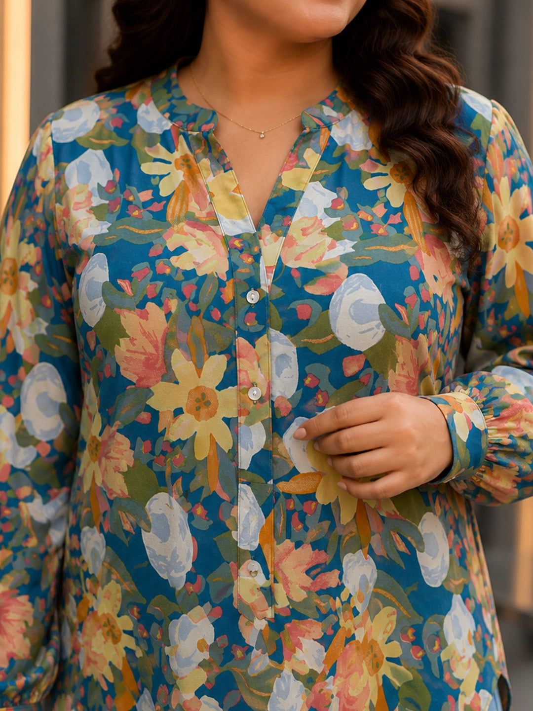 Multi floral print moss crepe Shirt