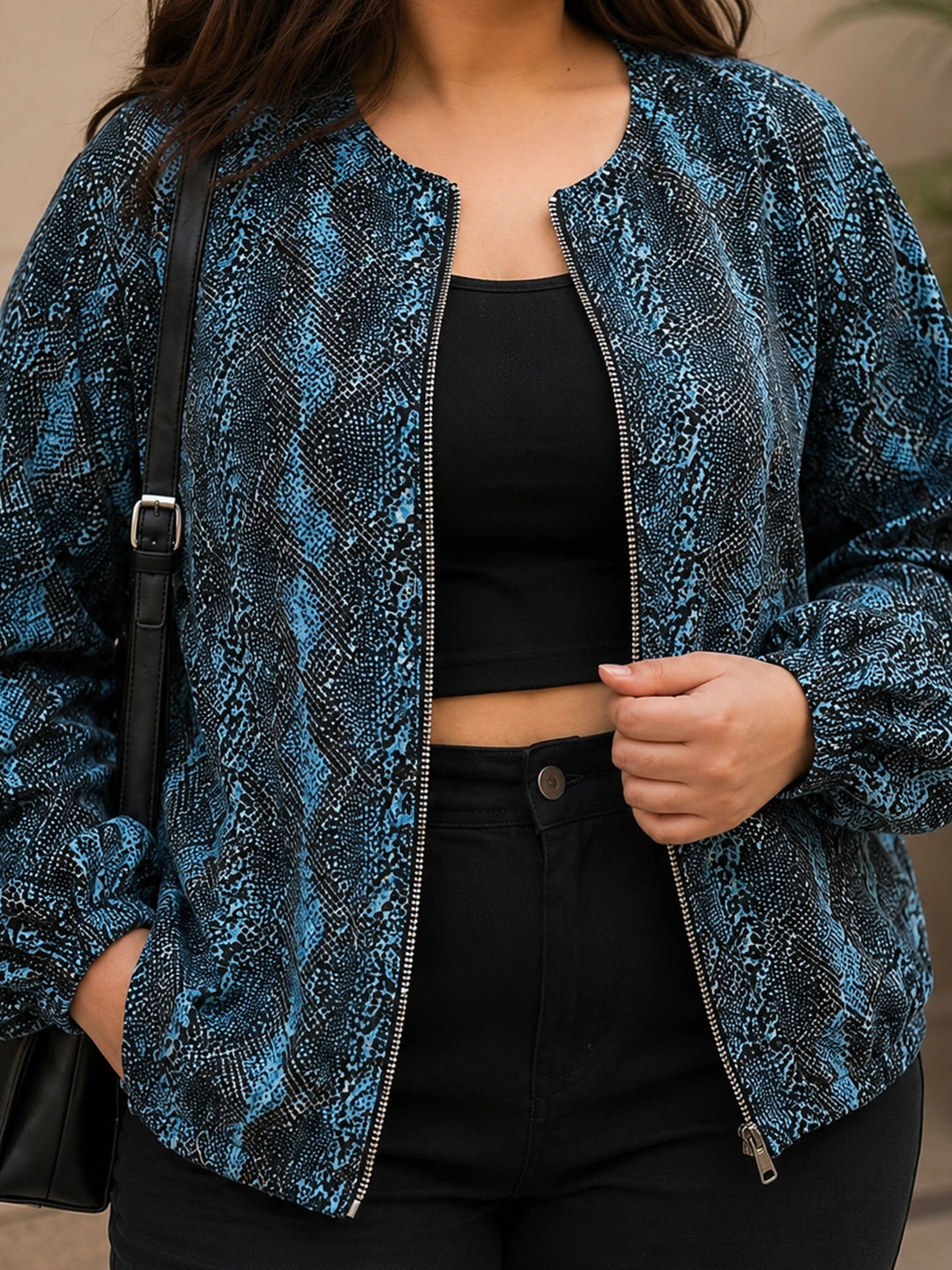 Snake print balloon jacket