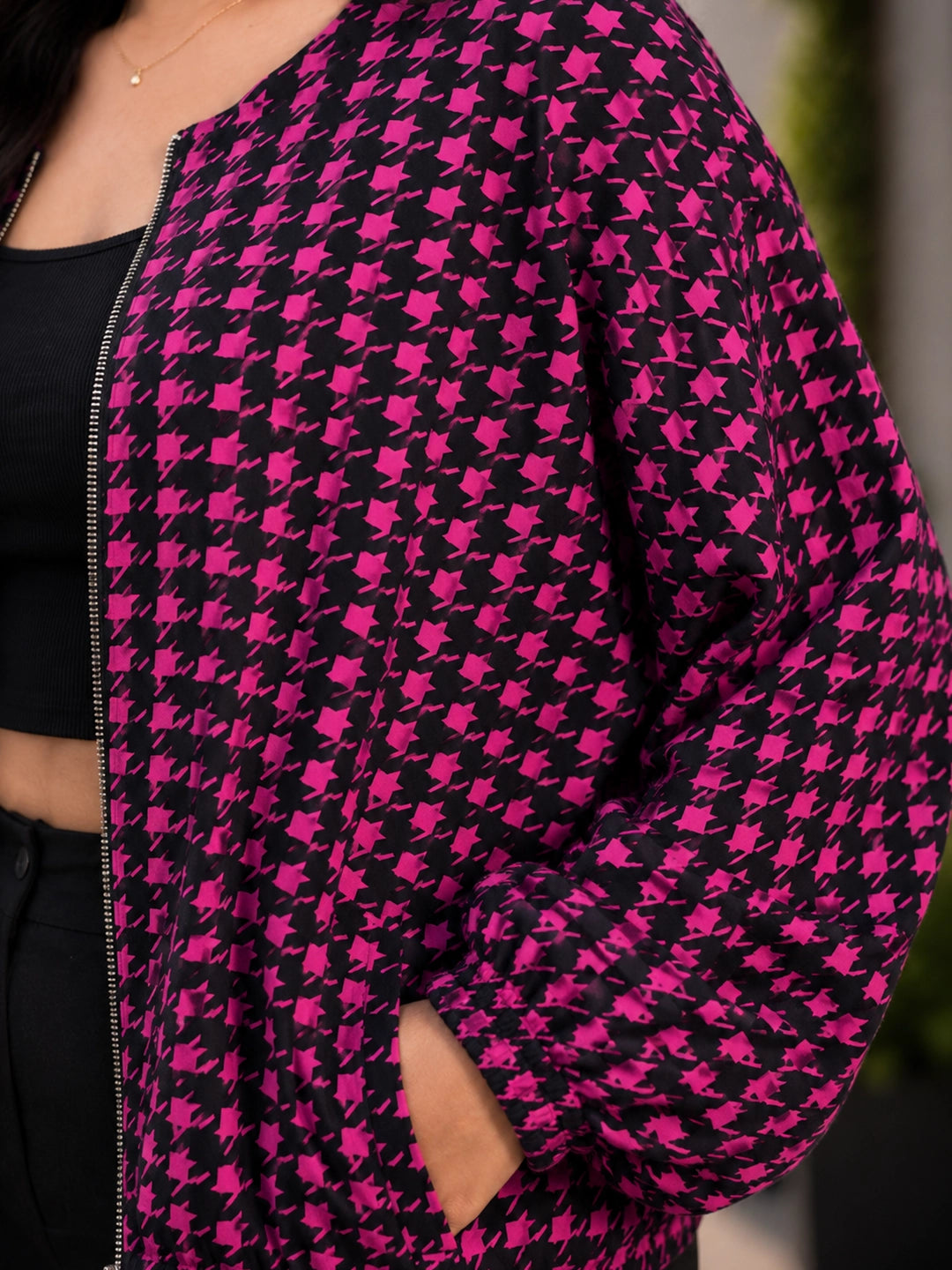 Black & pink houndstooth jacket