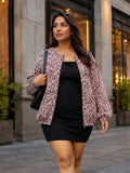 blush pink leopard crepe jacket for women in sizes XXS to 5XL