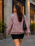 blush pink leopard crepe jacket — close-up detail