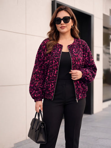 Burgundy leopard print balloon jacket