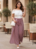 red stripe crepe palazzo for women in sizes XXS to 5XL