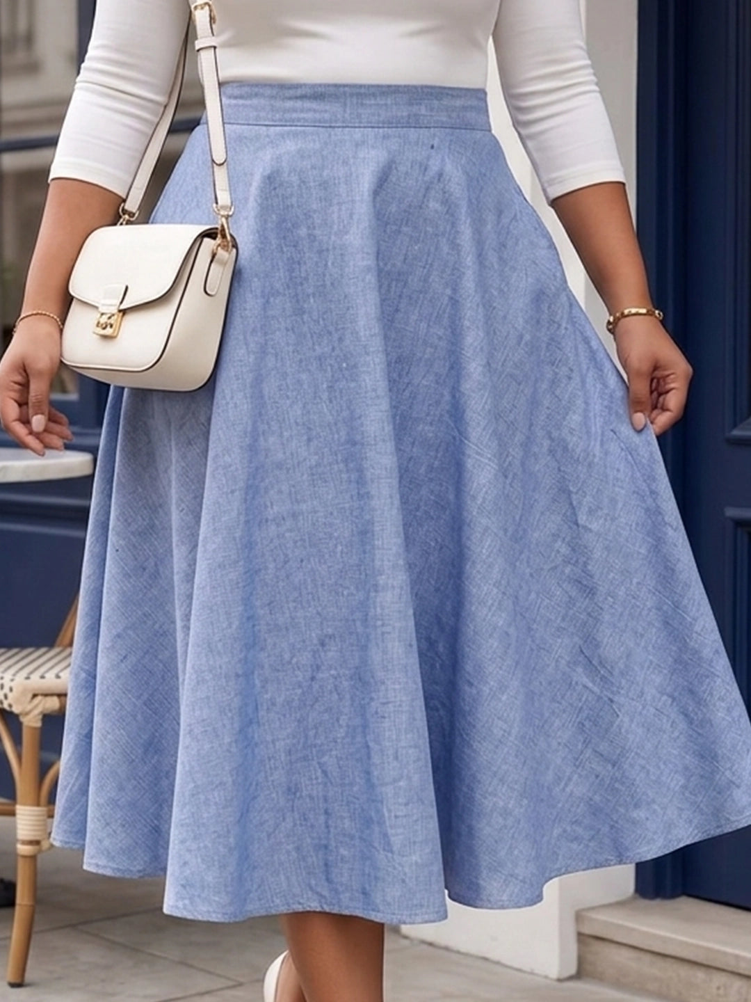 Blue A-line skirt