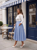 blue linen skirt — back view