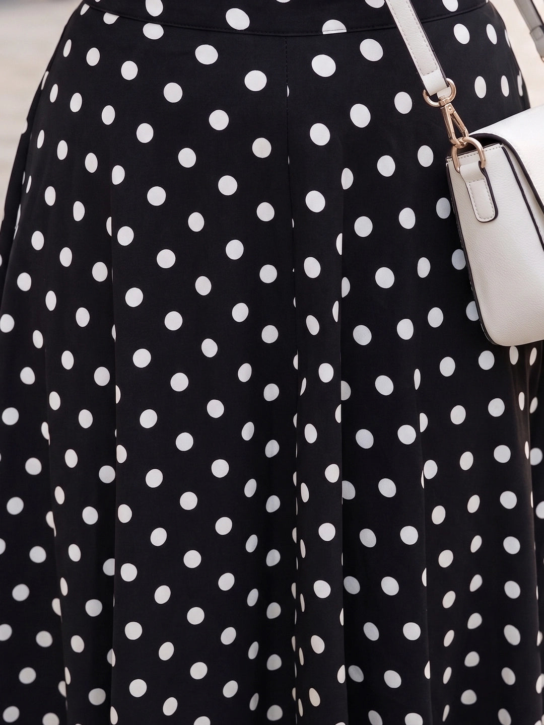 Black polka A-line skirt