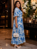 blue floral rayon dress — back view