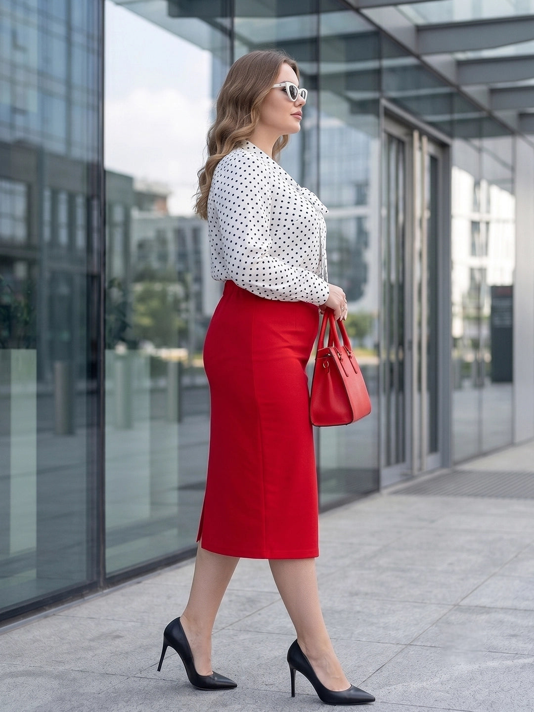 red lycra skirt — back view