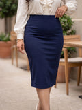 navy lycra skirt — side view