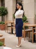 navy lycra skirt — back view