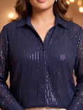 navy sequence net shirt — side view
