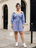 blue check cotton dress for women in sizes XXS to 5XL