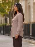 brown check cotton shirt — back view