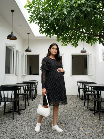 Black small polka dress