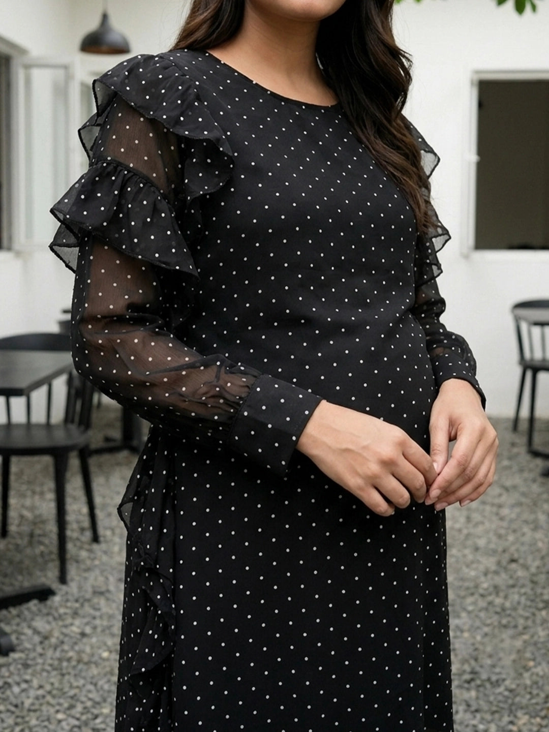 Black small polka dress